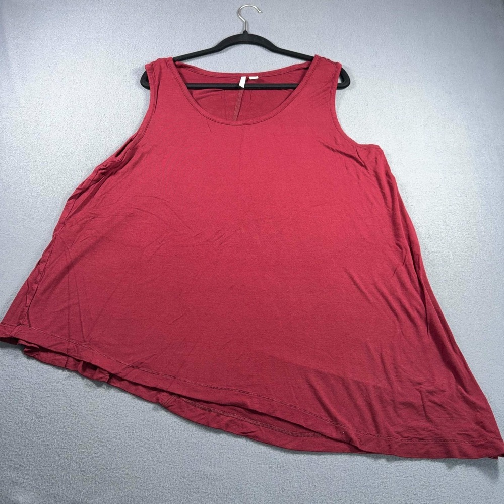 Cato Womens 22/24W Maroon Asymmetrical Hem Swing Tunic Sleeveless Tank Top